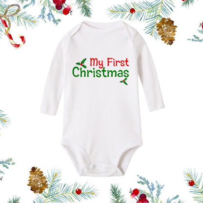 My 1st Christmas Newborn Baby White Long Sleeve Jumpsuit