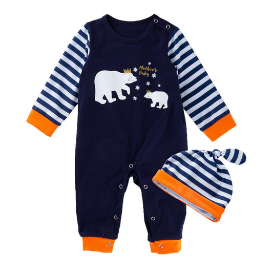 Cartoon polar bear baby long sleeve jumpsuit
