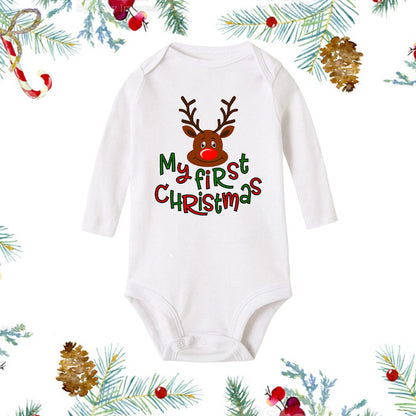 My 1st Christmas Newborn Baby White Long Sleeve Jumpsuit