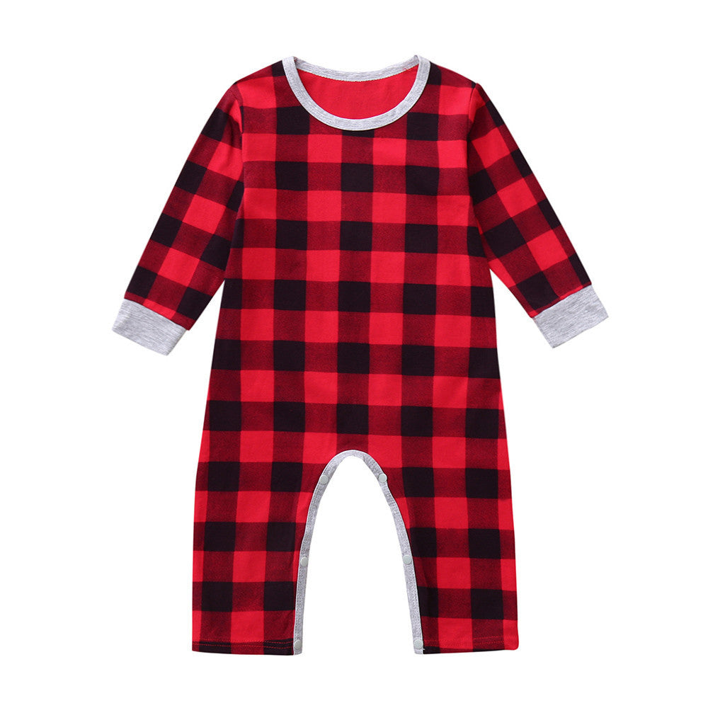 Infant Unisex Christmas Santa XMAS Letter Plaid Romper