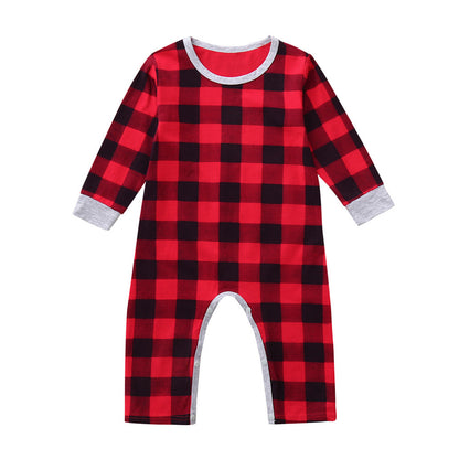 Infant Unisex Christmas Santa XMAS Letter Plaid Romper