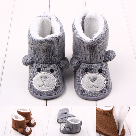 Bear knitted cotton boots