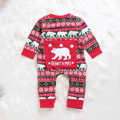Infant Unisex Christmas Santa XMAS Letter Plaid Romper