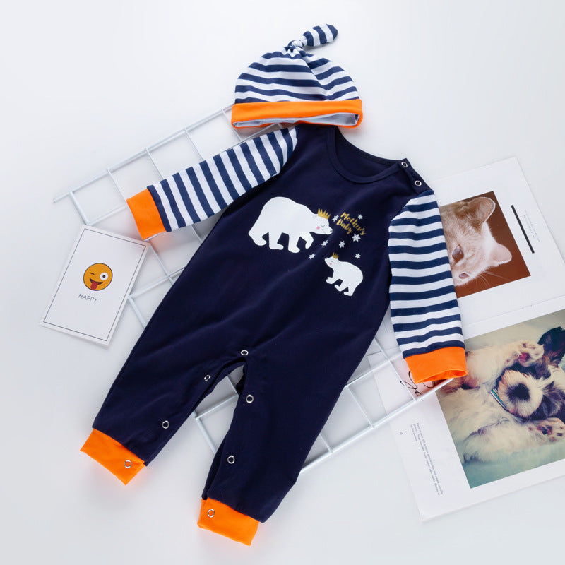 Cartoon polar bear baby long sleeve jumpsuit