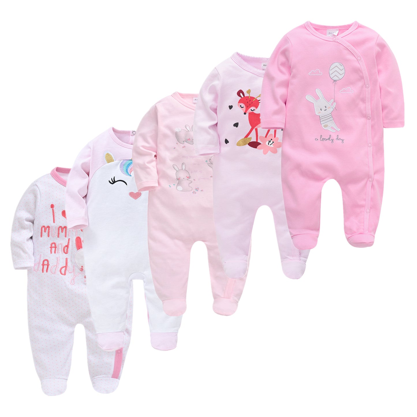 Cotton Toddler Clothes 5-piece Long-sleeved Baby Jumpsuit