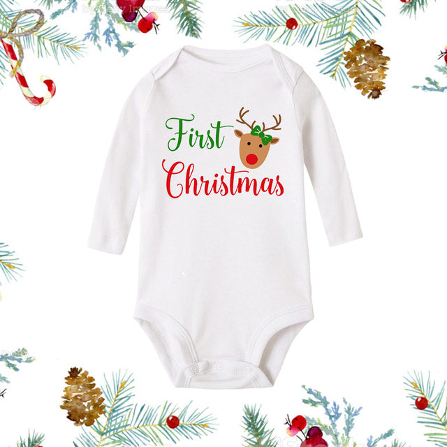 My 1st Christmas Newborn Baby White Long Sleeve Jumpsuit
