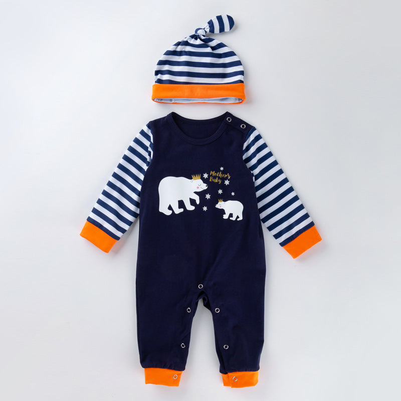 Cartoon polar bear baby long sleeve jumpsuit