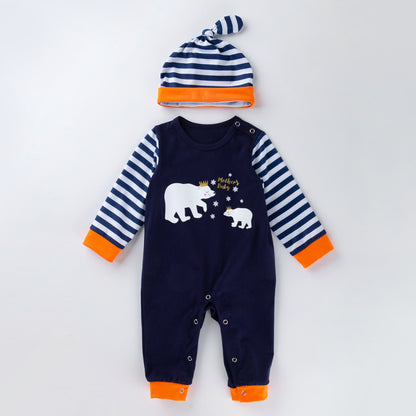 Cartoon polar bear baby long sleeve jumpsuit