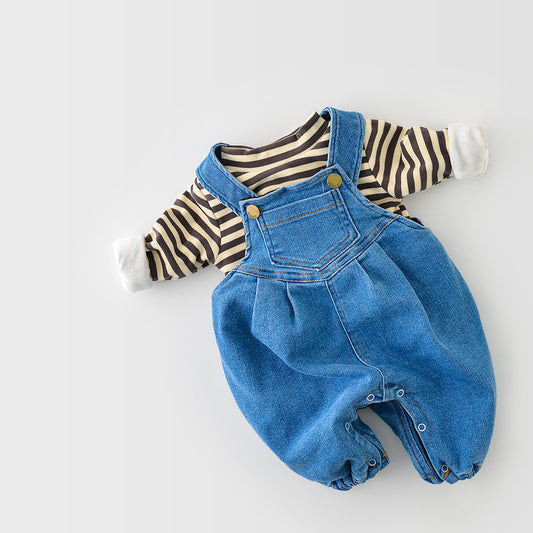 Denim Overalls Set