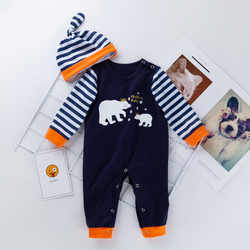 Cartoon polar bear baby long sleeve jumpsuit