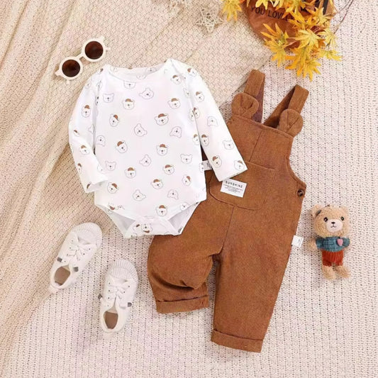 Bear Hug Corduroy Overall Set