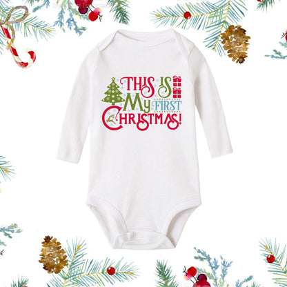 My 1st Christmas Newborn Baby White Long Sleeve Jumpsuit