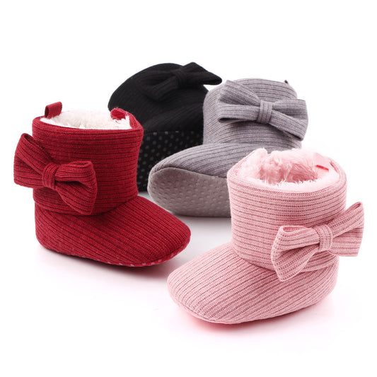 Winter Velvet Bow Boots