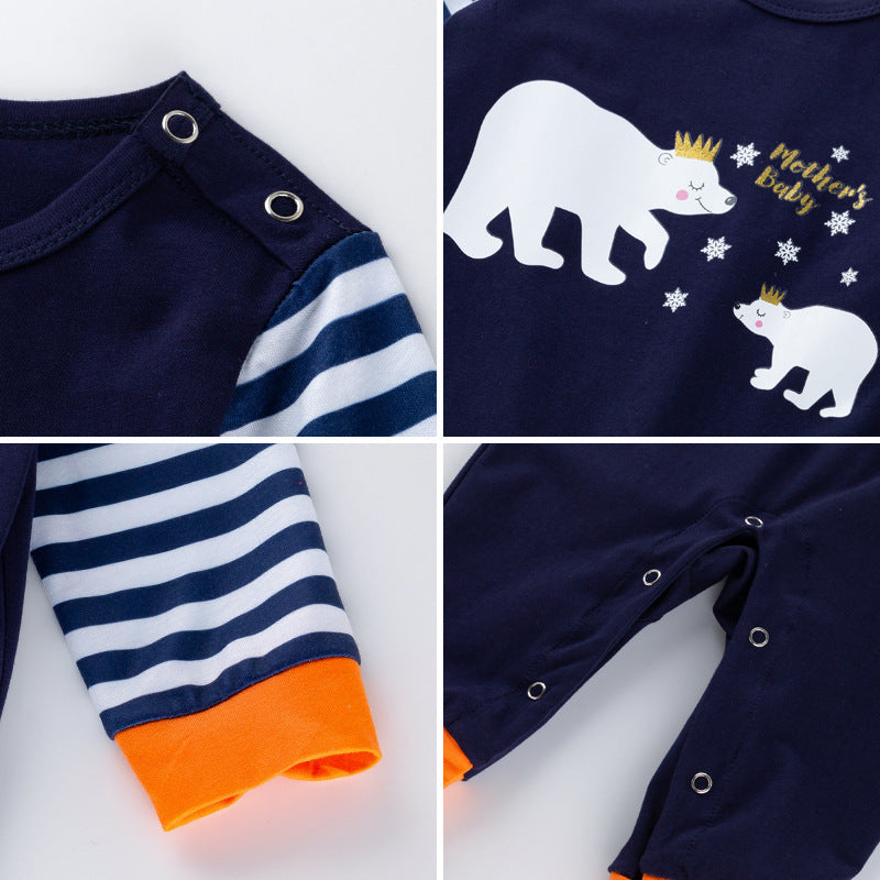Cartoon polar bear baby long sleeve jumpsuit
