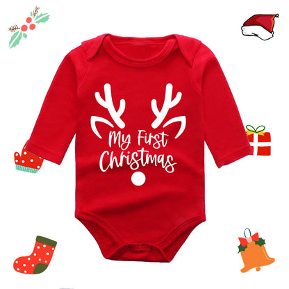 Long Sleeve Red Elk Baby Newborn Jumpsuit