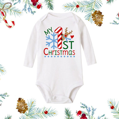 My 1st Christmas Newborn Baby White Long Sleeve Jumpsuit
