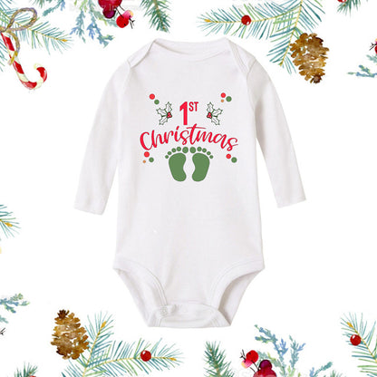 My 1st Christmas Newborn Baby White Long Sleeve Jumpsuit