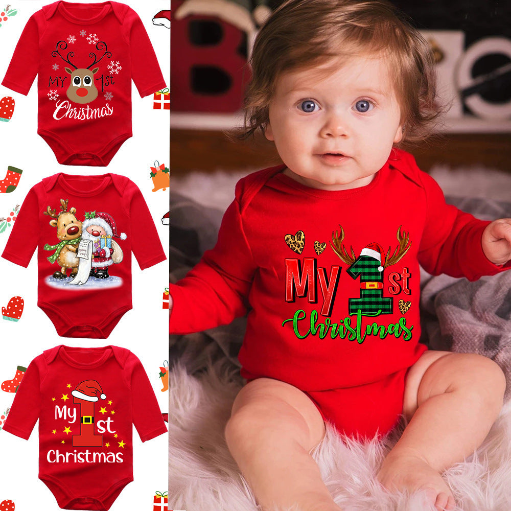 Long Sleeve Red Elk Baby Newborn Jumpsuit